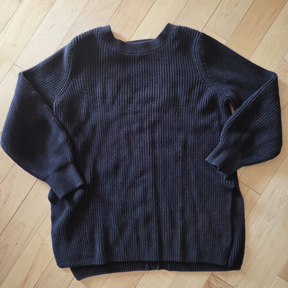 LOFT Black Ribbed Knit Sweater XL